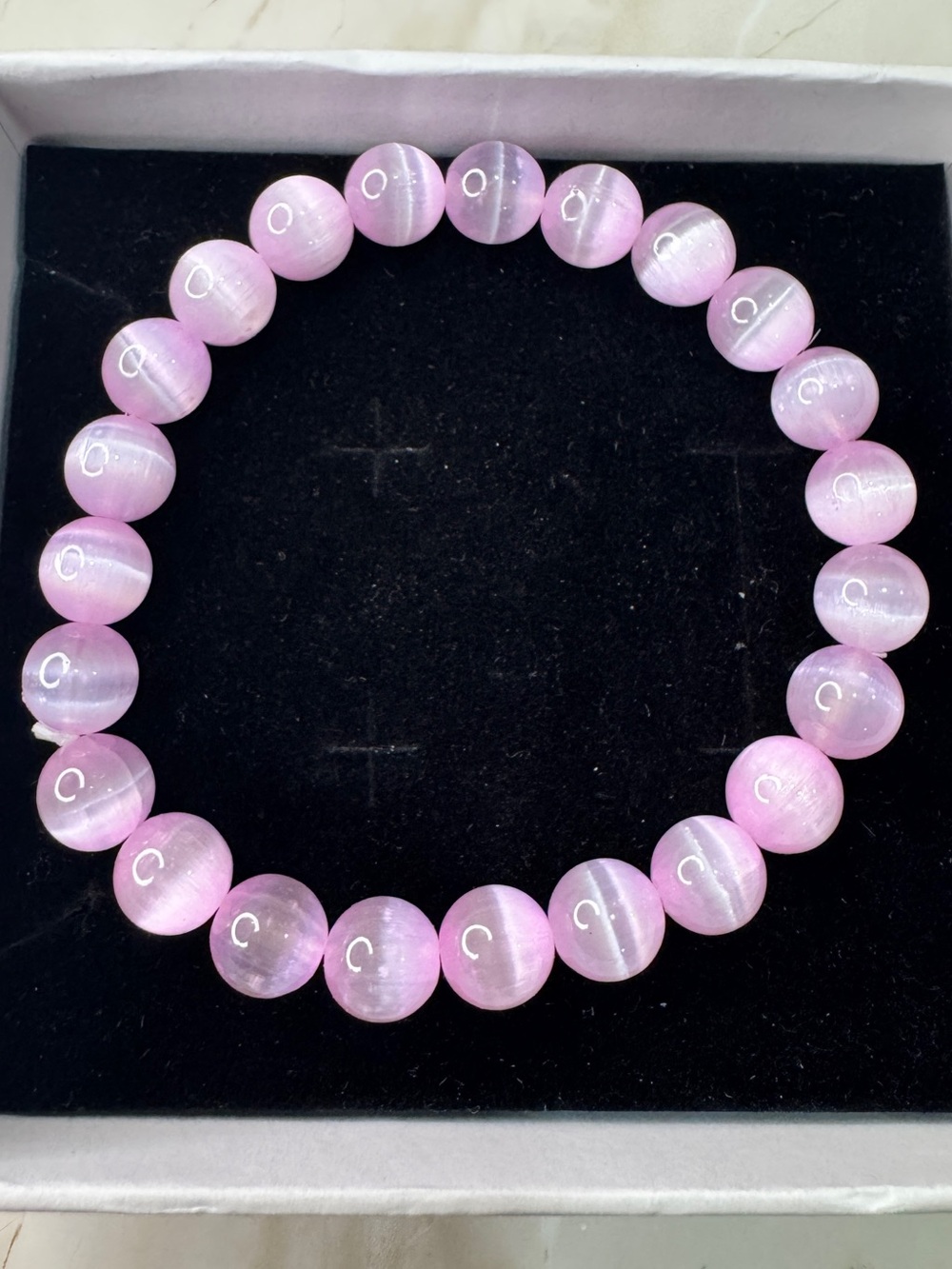Pink cat’s eye Beaded Stretch Bracelet - Women Jewelry